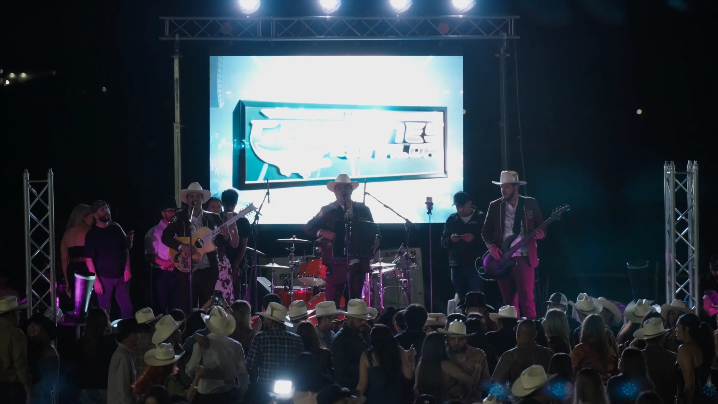 Live regional Mexican band performing to a crowd at Rancho Escondido